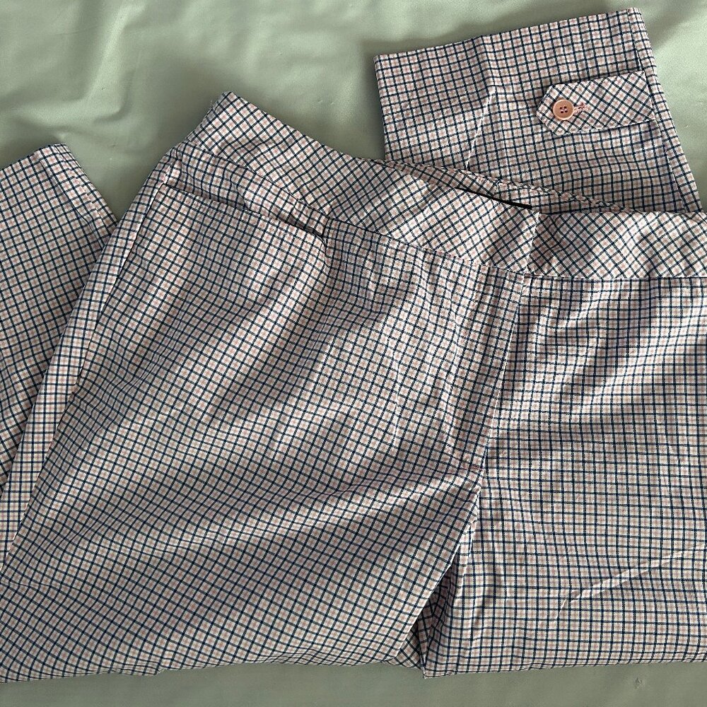 TALBOT'S Women's Petite SZ 16 Lt. Blue/Pink Plaid/ Checkered Capris MINT Conditi